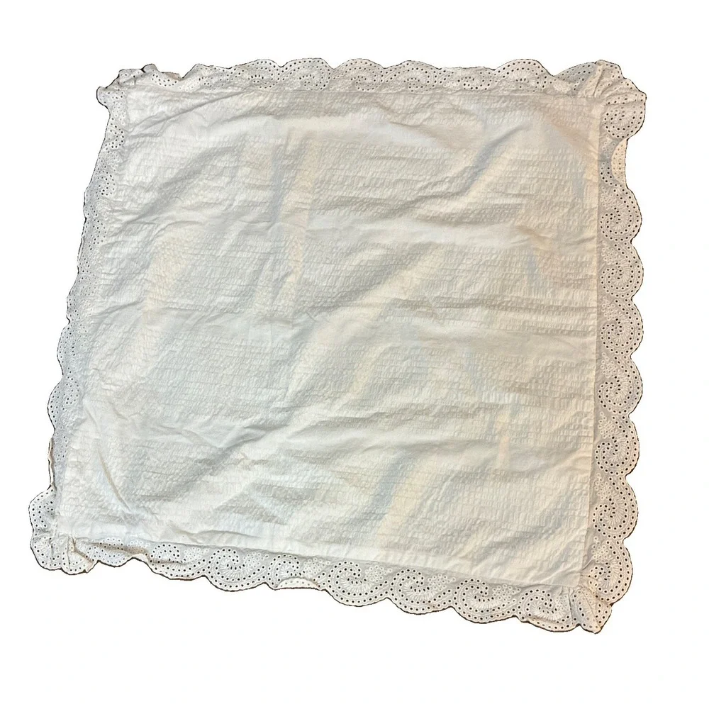 Lauren Ralph Lauren Cream Seersucker Euro Pillow Sham Eyelet Trim 25